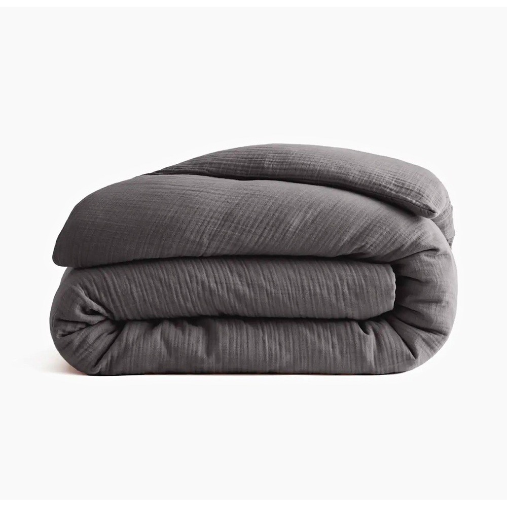 Quince 100% Organic Cotton Gauze Duvet Cover in Charcoal King/Cal King Preowned